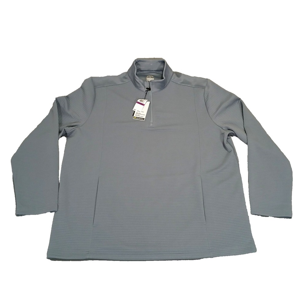 CALLAWAY Opti-Dri 1/4 Zip Pullover‎ Performance 2XL Ribbed Gray UPF 50 NEW